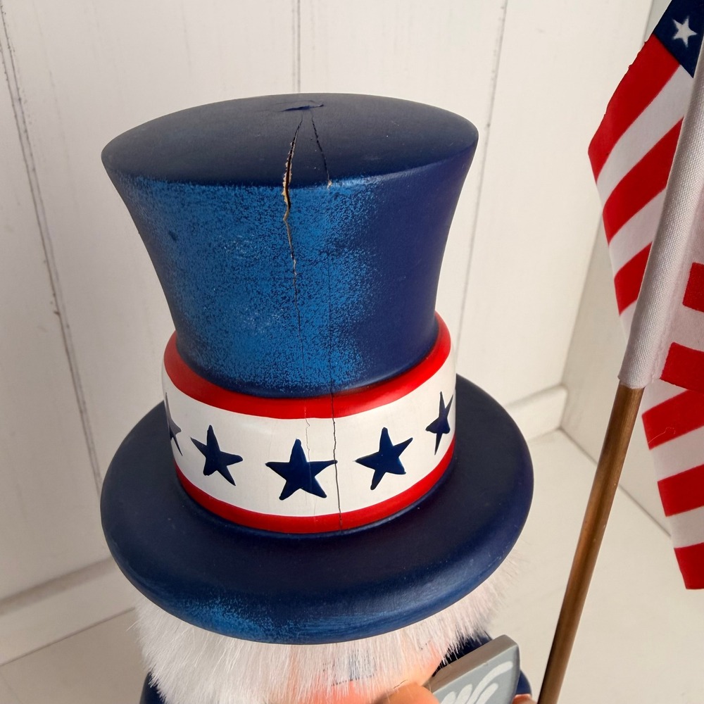 Zim's Uncle Sam Nutcracker 14.5" 2002 Z02-121L Flag Box Hat Crack - Picture 3 of 6
